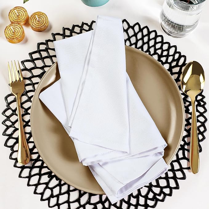 Utopia Kitchen White Cloth Napkins [288 Pack, 18x18 Inch] Absorbent Cotton Blend Washable and Reusable for Dinner, Restaurant, Lunch, Wedding and Hotel