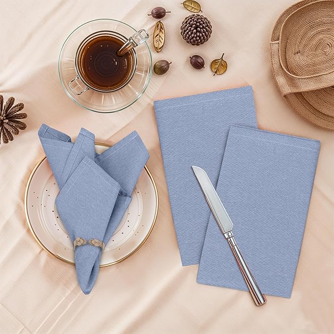 Ruvanti Cloth Napkins Set of 6, 18x18 Reusable Napkins Cloth Washable, Soft & Durable Table Napkin, Poly Cotton Fabric Dinner Napkins for Parties, Christmas, Thanksgiving, Weddings - Midnight Blue