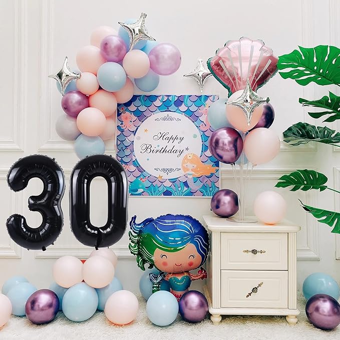 Smlpuame 40 inch Number Balloon 0-9 Black Large Number 30 Balloons,Digital Balloons for Birthday Party Celebration Decorations Supplies, Helium Foil Number Balloons for Wedding Anniversary