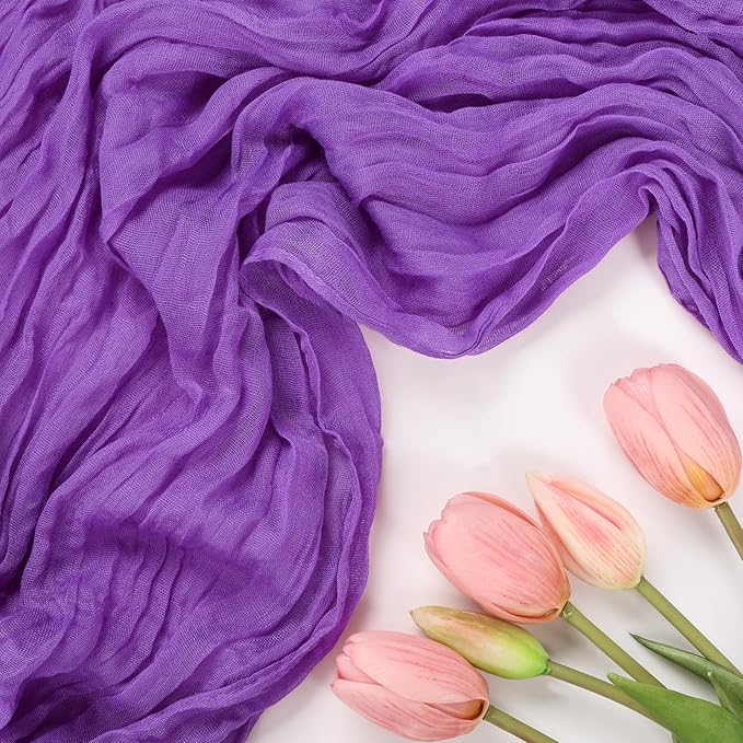 6 Pack Purple Cheesecloth Table Runner 10FT Boho Cheese Cloths Gauze Fabric Table Runners 120 Inch Rustic Sheer for Wedding Birthday Party Baby Shower Centerpiece Home Decorations