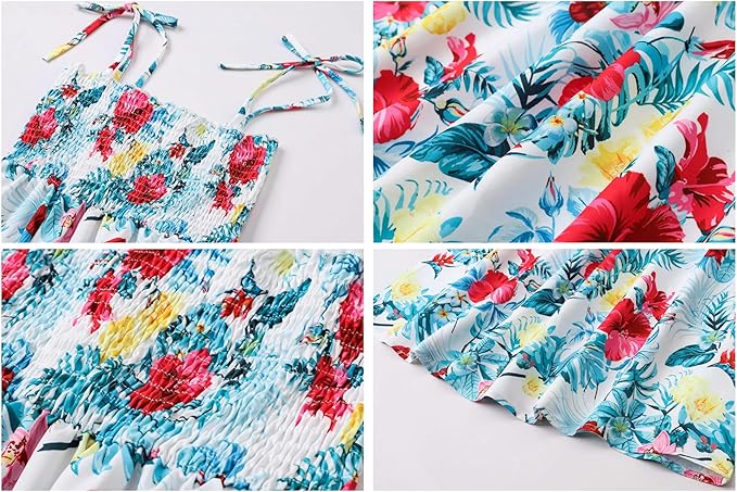 Cromoncent Matching Hawaiian Outfits for Family, Dad and Son Matching Luau Beach Tropical Shirts Mommy Daughter Tropical Sets