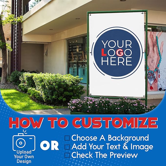 Custom Banners and Signs for Indoor Outdoor w/Any Image, Logo & Text Vinyl Banner | 5 Theme, 15 Font & 25 Background Options | Personalized Banners - 4x7