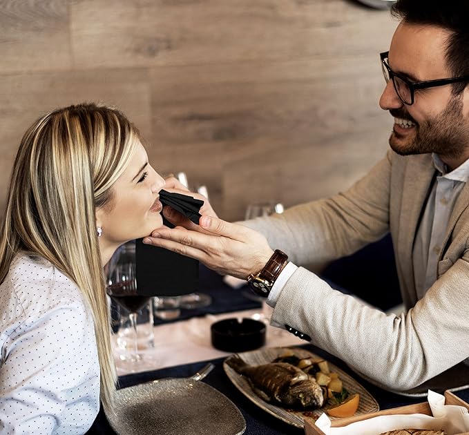 Utopia Home [24 Pack, Black] Cloth Napkins 20x20 Inches, 100% Polyester Hemmed Edges, Washable and Reusable Ideal for Parties, Weddings and Dinners