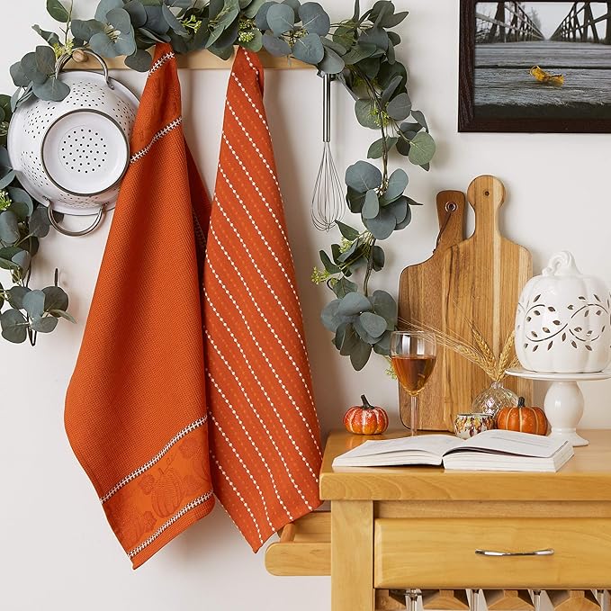 DII Fall Harvest Dishtowel Set, Burnt Orange, 18x28, 3 Piece