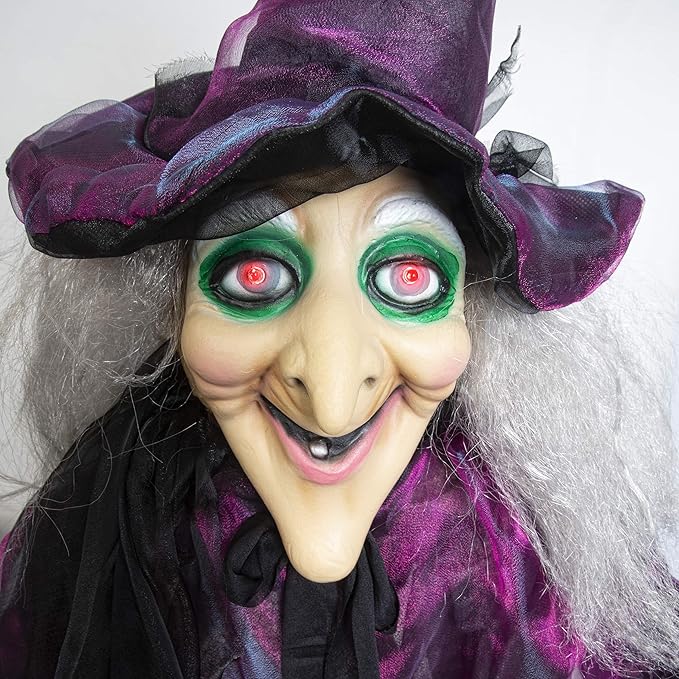 Besti Life Size Hanging Witch Halloween Decor (71 Inches) | Sound & Touch Activated Talking Halloween Decorations | Witch Props Excellent Choice for Haunted House | Indoor & Outdoor Animated Prop