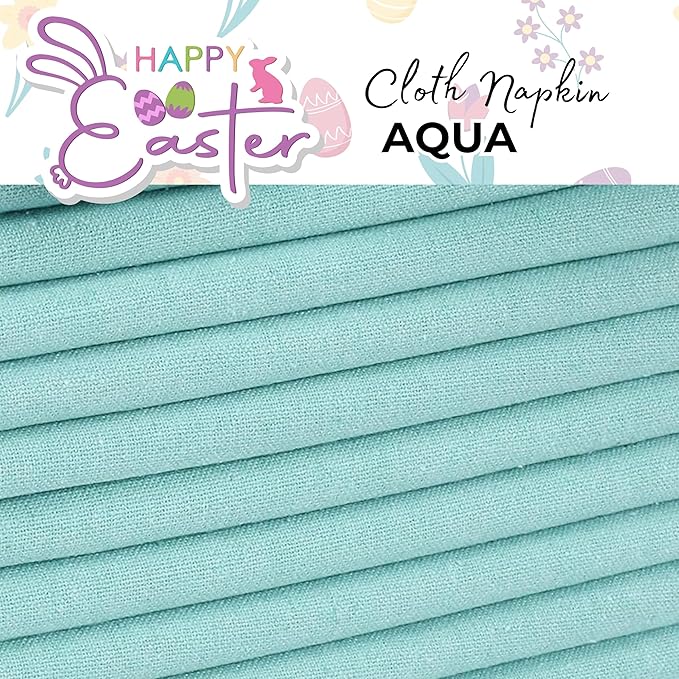 Homidate Cotton Cloth Dinner Napkins Set of 12 – 18x18 Aqua Green – Machine Washable Fabric Napkins for Weddings, Parties, Thanksgiving, Christmas & Everyday Dining