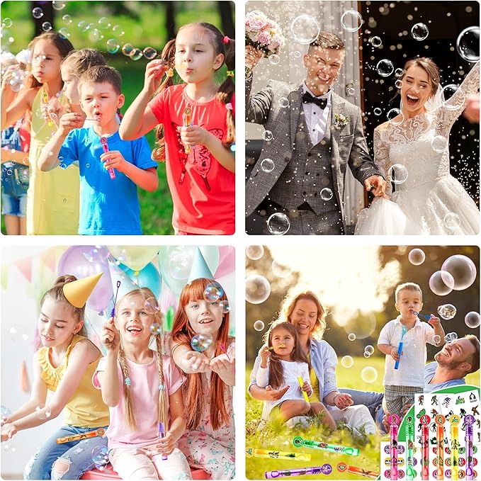 24PCS Bigfoot DIY Bubble Wands with 96PCS Stickers - Party Favor for Goodie Bags, Pinata Stuffers, Mini Bubble Bulk Birthday Supplies, Toys Gifts, Class Prizes for Toddlers, Boys & Girls