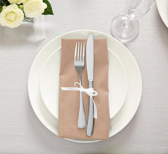 Utopia Kitchen Taupe Cloth Napkins [12 Pack, 18x18 Inch] Cotton Blend Washable and Reusable Table Dinner Napkins