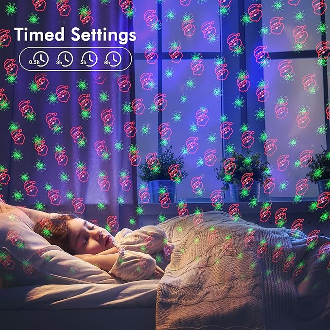 Christmas Projector Lights Outdoor, GUSODOR Red & Green Christmas Pattern Projector with Remote & Timer, IP65 Waterproof Landscape Lights for Indoor Outdoor Christmas Decorations