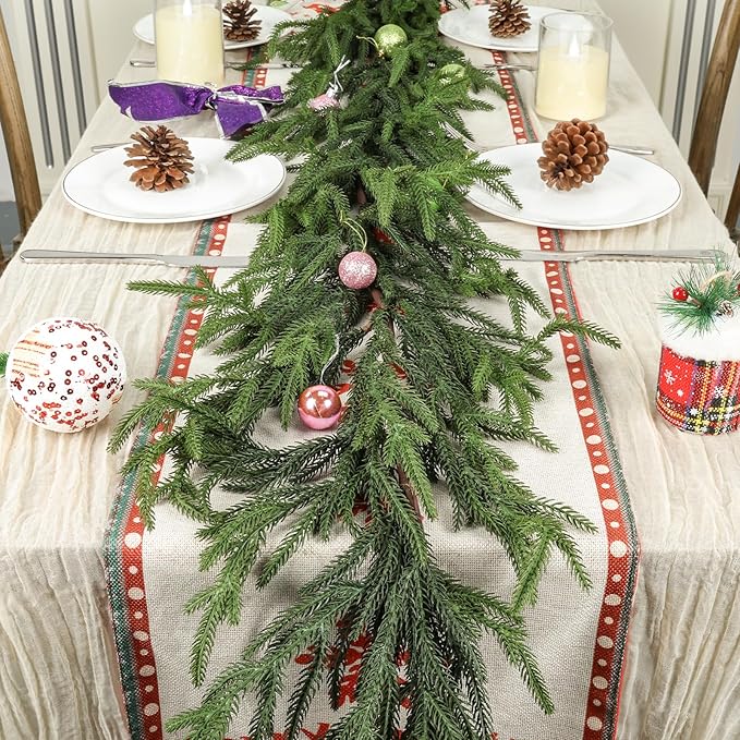 Artgar 5 Ft Pine Garland - Real Touch Pine Garland - Artificial Greenery Christmas Garlands - Green Cedar Garlands for Mantel Staircase Tabletop Home Indoor Outdoor Winter Christmas Decor