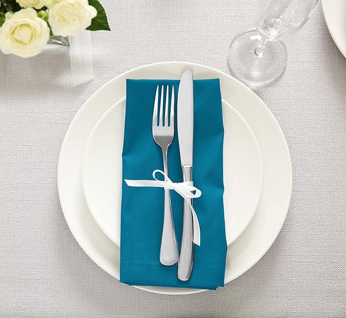 Utopia Kitchen Teal Cloth Napkins [12 Pack, 18x18 Inch] Absorbent Cotton Blend Washable and Reusable for Dinner, Restaurant, Lunch, Wedding and Hotel