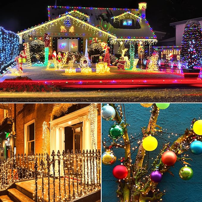Outdoor Christmas Lights 800 LED 272FT Color Changing Christma Tree Light with Warm White & Multicolor, 11 Modes, Waterproof Christmas String Lights with Remote for Xmas Decorations