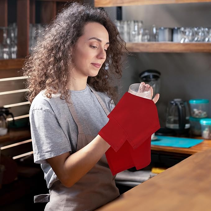 Utopia Home [24 Pack, Red] Cloth Napkins 17x17 Inches, 100% Polyester Hemmed Edges, Washable and Reusable Ideal for Parties, Weddings and Dinners