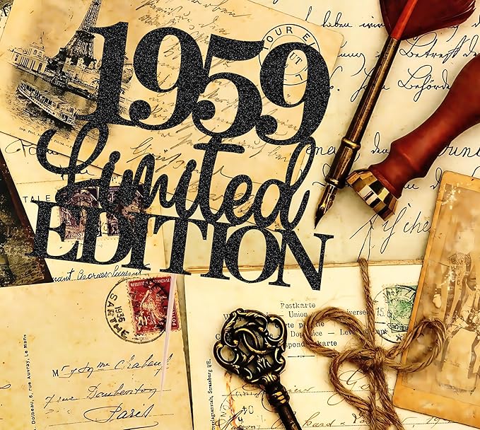 Limited EDITION 1959 Cake Topper - Black Glitter Happy 66th Birthday Party Cake Decoration Supplies, Cheer to 66 Years Cake Bunting Decor for 66th Birthday Party Photo Booth Props