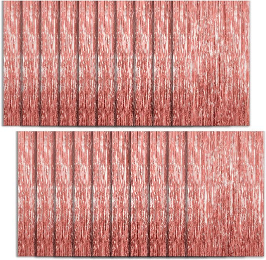 20 Pack Foil Curtain Backdrop Rose Gold Metallic Tinsel Foil Fringe Curtains Photo Booth Props for Birthday Wedding Engagement Baby Shower Bachelorette Christmas Holiday Celebration Party Decorations