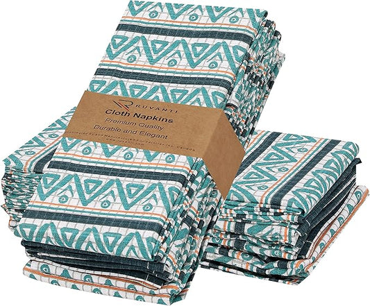 RUVANTI Cloth Napkins Set of 12 Cotton 100%, 18x18 Inches Napkins Cloth Washable, Soft, Absorbent. Cotton Napkins for Parties, Christmas, Thanksgiving, Weddings, Dinner Napkins Cloth - Kite