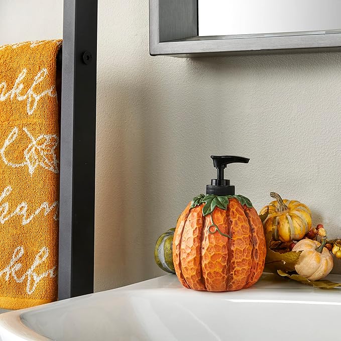 SKL Home Fall/Harvest/Autumn Bounty Soap Dispenser for Bath/Kitchen & Gift, Orange