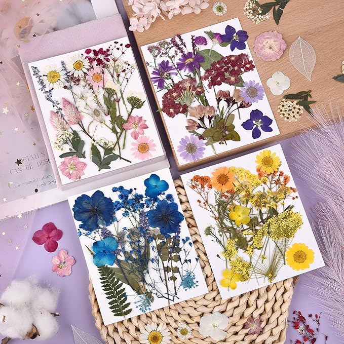 DALARAN 80Pcs Dried Pressed Flowers for Resin Molds Real Pressed Flowers Dry Leaves Kit for Art Crafts Resin Jewelry Making Scrapbook Supplies Card Making Soap Candle DIY