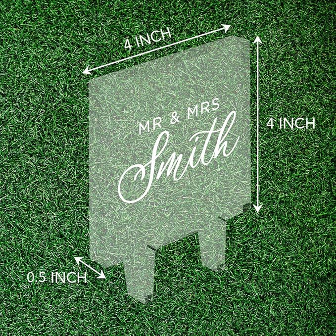 Andaz Press Mr. & Mrs. Custom Last Name Modern Custom Wedding Cake Topper, Acrylic Square Personalized Couple Cake Topper