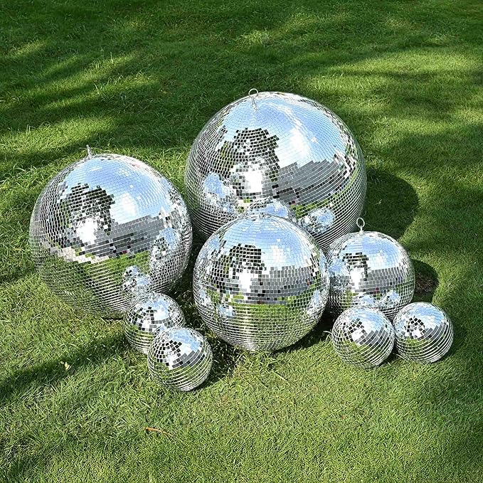 Yescom 20" Large Disco Ball Mirror Big Hanging Glass Decoration for 70s 80s Party Events Wedding DJ Dance Club Bar Stage Lighting Business Holiday Home Decor Silver
