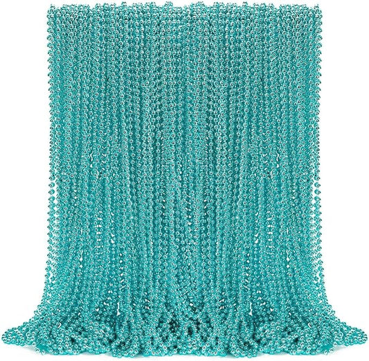 72PCS Mardi Gras Beads, Metallic Blue Bead Necklace Party Favors, 33" Mardi Gras Necklace Stuff, Festival Parade Throw Accessories for Wedding Birthday Gender Reveal Party Supplies Decor