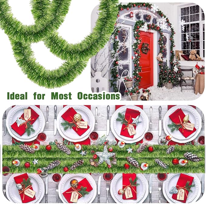 Hotop 10 Pcs 650 FT Christmas Garland Bulk Decorations Artificial Pine Garland for Christmas Xmas Greenery for Mantle Table Fireplace Tree Stairs Railing Door Holiday Decoration Supplies
