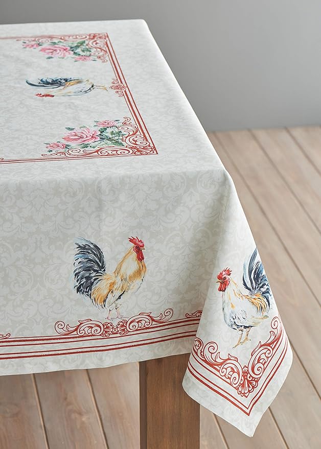 Maison d' Hermine Table Cloth Rectangle Table 100% Cotton 70 x 90 Inches Tablecloth Reusable Decorative Everyday Use for Dining Room, Farmhouse, Home, Party, Festive & Wedding Spring Summer - Campagne
