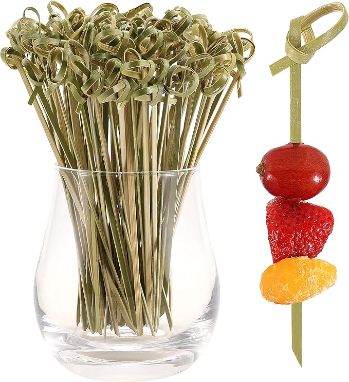 400 PCS Cocktail Picks, 4.7 Inch Toothpicks for Appetizers, Natural Bamboo Knot Skewers, Mini Food Sticks, Fancy Tooth Picks for Drinks,Fruit,Charcuterie,Cocktail Garnish Accessories, Party Supplies