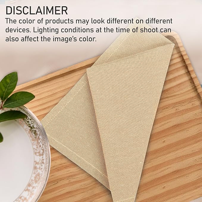 Ruvanti Cloth Napkins Set of 6, 18x18 Reusable Napkins Cloth Washable, Soft & Durable Table Napkin, Poly Cotton Fabric Dinner Napkins for Parties, Christmas, Thanksgiving, Weddings - Honey