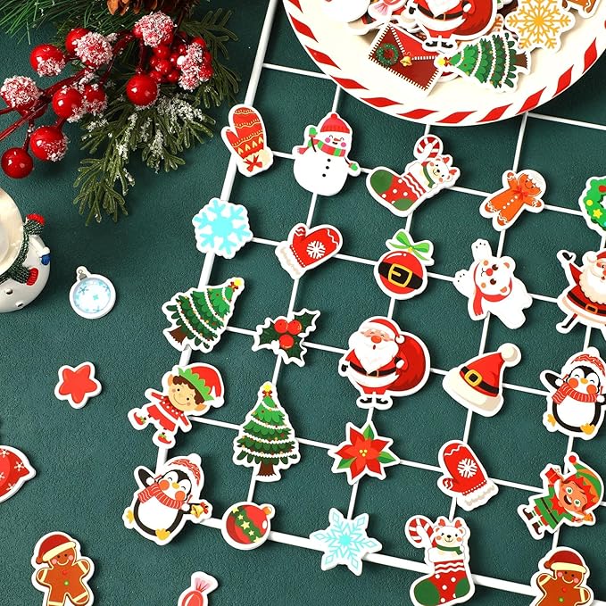 JULBEAR 300 Pcs Christmas Foam Sticker, Self Adhesive Puffy Scrapbook Stickers for Christmas Party Favors DIY Crafts Winter Holiday Decorations