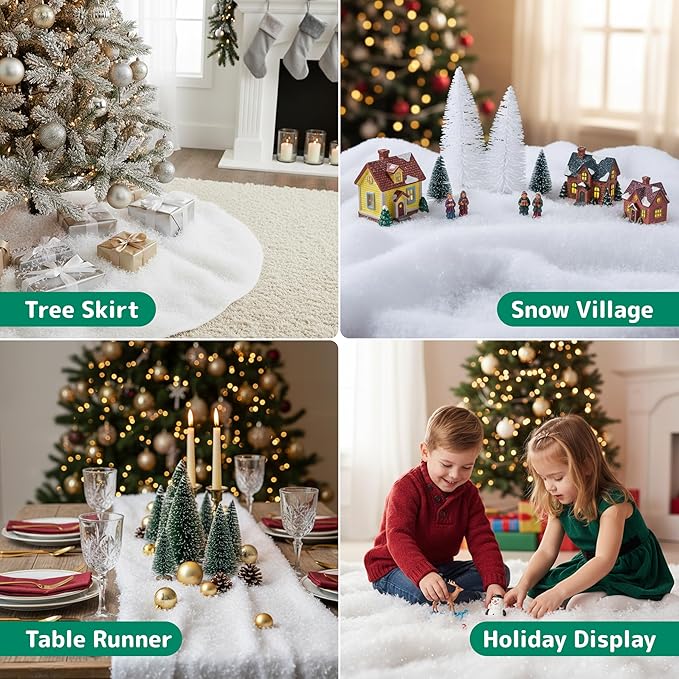PREXTEX 2 Pack Snow Blanket Rolls - Artificial Fake Snow for Christmas Decorations - White Backdrop for Holiday Displays - Ideal for Village Displays and Under The Christmas Tree - 94.5 x 31.5 Inches