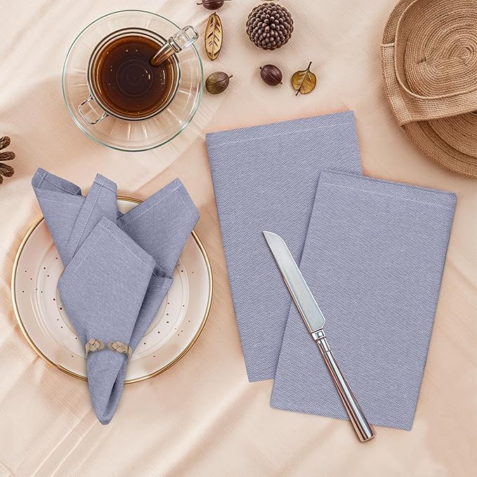 Ruvanti Cloth Napkins Set of 6, 18x18 Reusable Napkins Cloth Washable, Soft & Durable Table Napkin, Poly Cotton Fabric Dinner Napkins for Parties, Christmas, Thanksgiving, Weddings - Steel