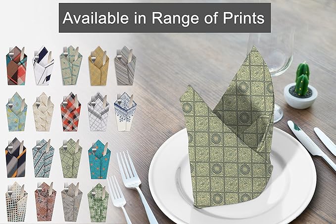 RUVANTI Cloth Napkins Set of 12 Cotton 100%, 18x18 Inches Napkins Cloth Washable, Soft, Absorbent. Cotton Napkins for Parties, Christmas, Thanksgiving, Weddings, Dinner Napkins Cloth - Floral Tiles