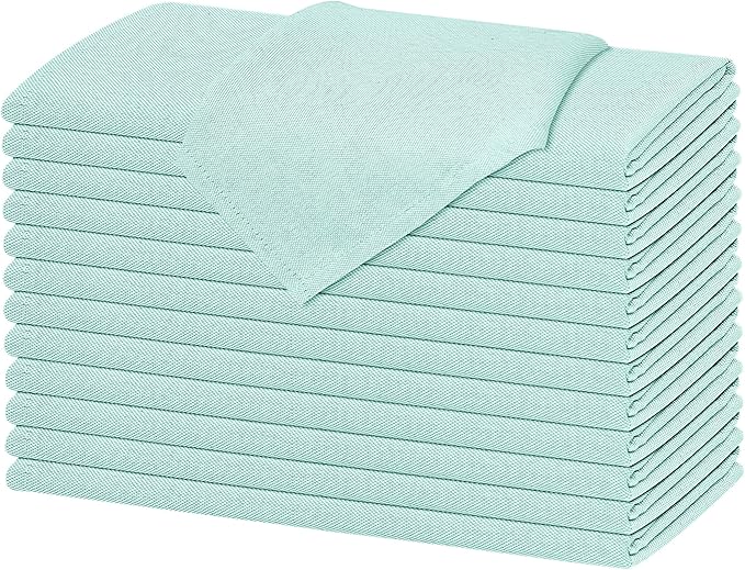 Ruvanti Cloth Napkins Set of 12, 18x18 Reusable Napkins Cloth Washable, Soft & Durable Table Napkin, Poly Cotton Fabric Dinner Napkins for Parties, Christmas, Thanksgiving, Weddings - Sea Green