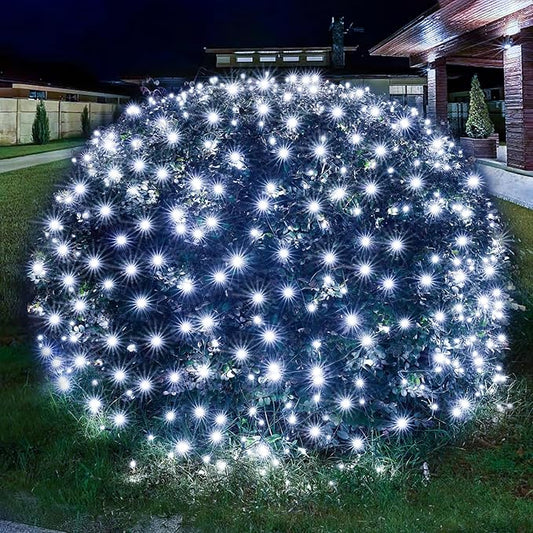 Led Christmas Net Lights White Outdoor Christmas Lights 160LED 5ftx7ft, Waterproof Outdoor Indoor Fairy Mesh Net Light for Xmas Party, Yard, Patio, Trees, Shrubs, Bushes Decorations