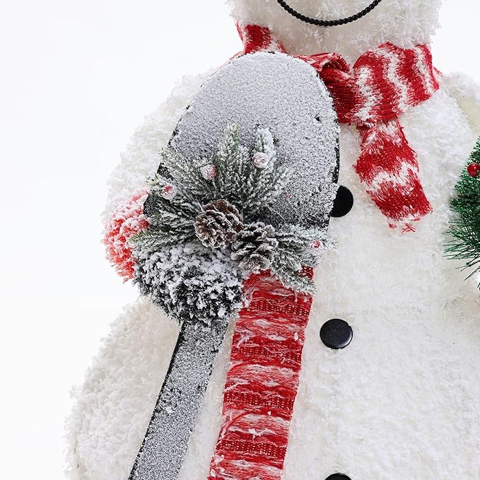 LuxenHome 3FT Lighted Snowman Outdoor Christmas Decorations, Battery Operated Frosted Snowman Christmas Decor with 40 LED Light, Xmas Decorations Outdoor, Indoor for Porch, Lawn Holiday Display