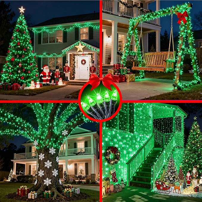 340 LED 90FT Christmas String Lights Outdoor, 12 Pro Modes and Timer Memory & Brightness, Plug in Waterproof Dark Green Wire Twinkle Light for for Xmas Yard Tree Wedding Party Decor (Green)