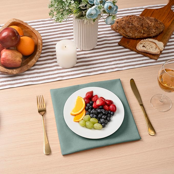 Blue Needles Solid Cloth Napkins Set of 6 Hunter Green 100% Cotton Dinner Napkins 18x18 inches - Soft, Reusable, Absorbent & Washable Fall Thanksgiving Linen, Ideal for Events, Parties & Everyday Use