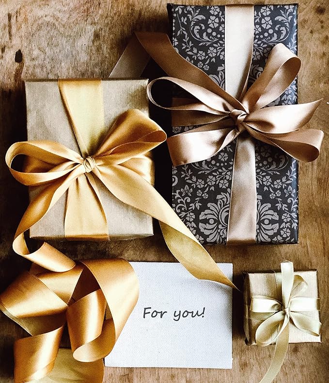 1 Inch Brown Solid Satin Ribbon, 50 Yards Craft Fabric Ribbon for Gift Wrapping Floral Bouquets Wedding Party Decoration