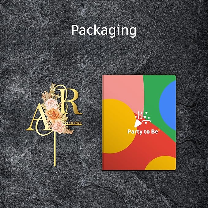 Personalized Fall Wedding Cake Topper in Acrylic Custom Bride and Groom Initial Cake Topper Wedding Date Cake Decoration (Fall Flowers)