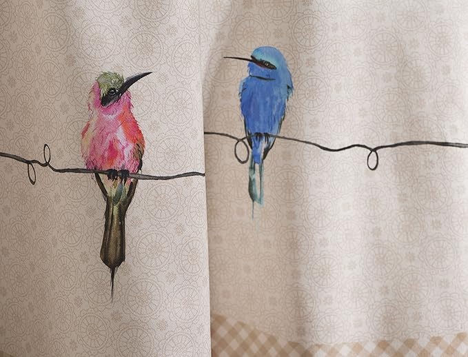 Maison d' Hermine Table Cloth Round Table 100% Cotton 63 Inches Tablecloth Reusable Decorative Everyday Use for Dining Room, Farmhouse, Home, Party, Festive & Wedding Spring Summer - Birdies On Wire