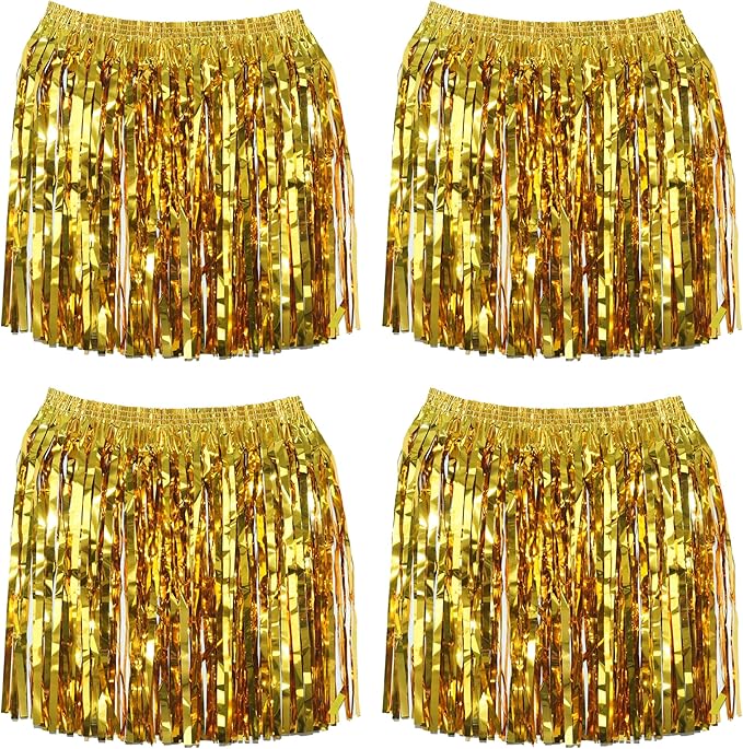 GREATRIL Foil Fringe Skirts Skirts for Birthdays Cheeleading Dance Performances - 4 Packs