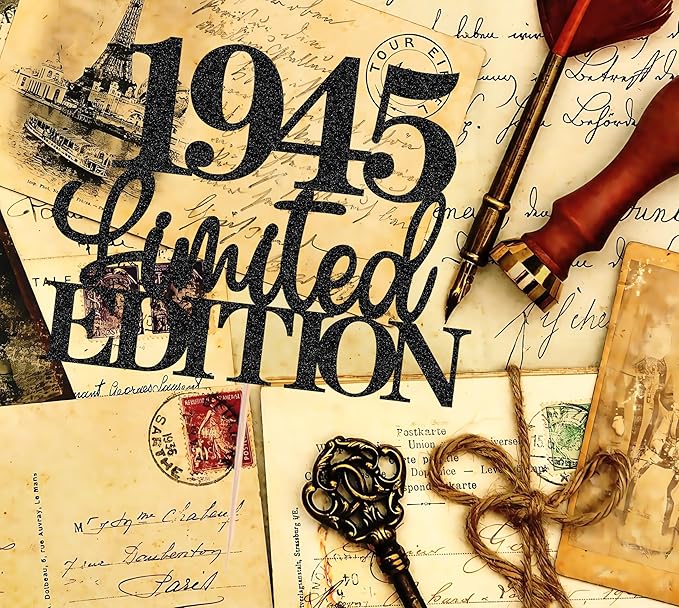 Limited EDITION 1945 Cake Topper - Black Glitter Happy 80th Birthday Party Cake Decoration Supplies, Cheer to 80 Years Cake Bunting Decor for 80th Birthday Party Photo Booth Props