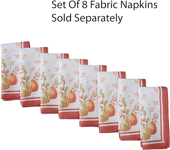 Home Bargains Plus Thanksgiving Contemporary Orange Pumpkin Tablecloth, 60 x 144 Inch Rectangle, Fall Harvest Easy Care Fabric Table Cover