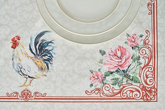 Maison d' Hermine Table Cloth Rectangle Table 100% Cotton 54 x 72 Inches Tablecloth Reusable Decorative Everyday Use for Dining Room, Farmhouse, Home, Party, Festive & Wedding Spring Summer - Campagne