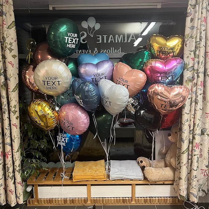 Сustom Balloons Name Personalized foil Balloon Heart 19 inch Satin and Glossy Colors Any Text Gift Idea Surprise Customizable Birthday Wedding Anniversary Party Decoration Gifts Surprise