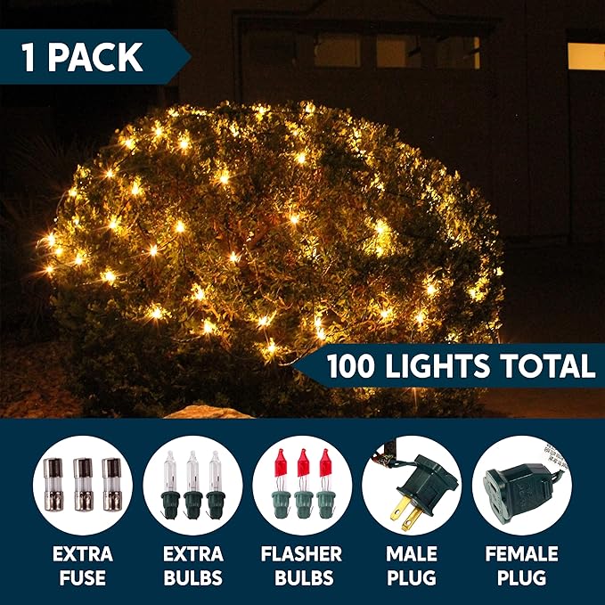 Joiedomi 100 Warm White Christmas Net Lights for Indoor & Outdoor Decorations, Christmas Eve Night Decor, Christmas Tree, Bushes