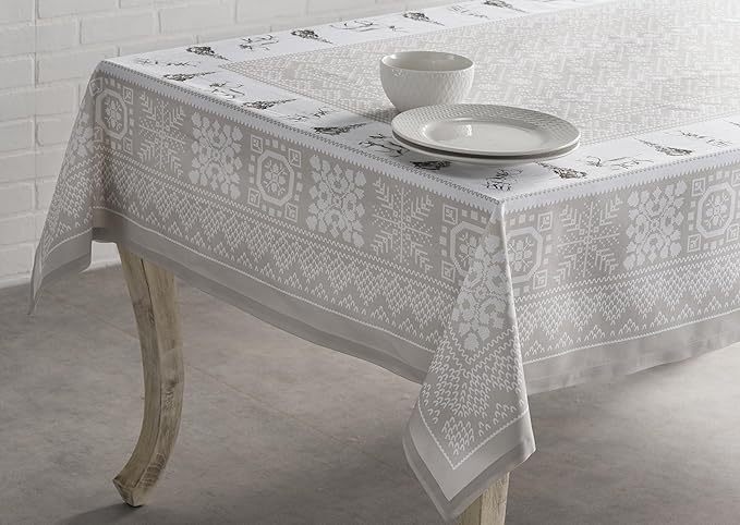 Maison d' Hermine Table Cloth Square Table 100% Cotton 54 x 54 Inches Fall Tablecloth Reusable Everyday Use for Thanksgiving Christmas Decorations Dining Farmhouse Party (Cozy Christmas)