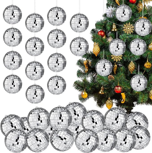 17 Pcs Disco Ball Decorations Assorted Size Disco Ball Ornaments, Mini Large Hanging Party Favors for Christmas New Year Weddings Decor Festival Stage Prop(3.2 Inch)