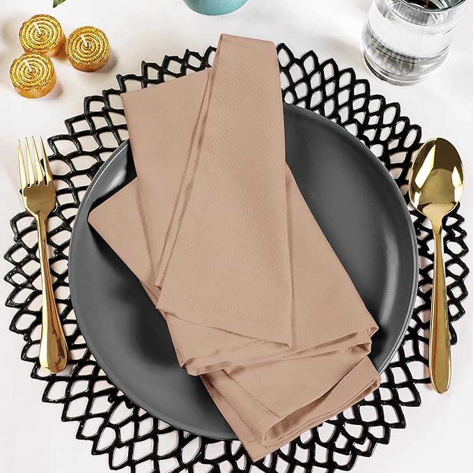 Utopia Kitchen Taupe Cloth Napkins [12 Pack, 18x18 Inch] Cotton Blend Washable and Reusable Table Dinner Napkins